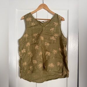 C&C California Olive Palm Embroidered Tank Top